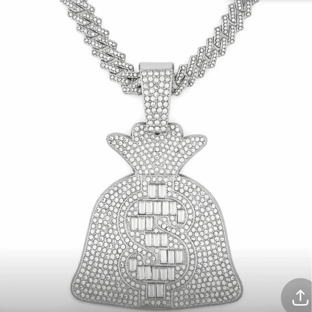 NEW Men's‎ Invicta Elements Stack Mode Iced Out Pendant & 21.65 in Chain Silver
